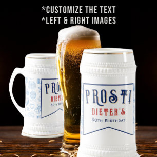 Prost! Beer and Wiener Schnitzel German Birthday Frosted Glass Beer Mug