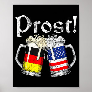Prost Beer German American Flag Men Mug Poster
