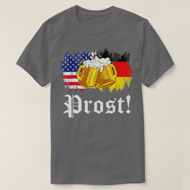 Prost Beer German American Flag Oktoberfest Men  T-Shirt (Design Front)
