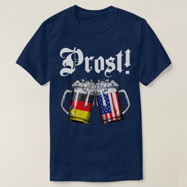 Prost Beer German American Flag T  Oktoberfest Men T-Shirt (Design Front)