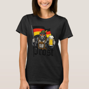 Prost Bigfoot Drinking Beer Lederhosen German  T-Shirt