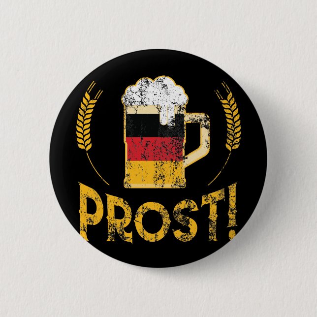 Prost German Flag Beer Lover Oktoberfest 6 Cm Round Badge (Front)