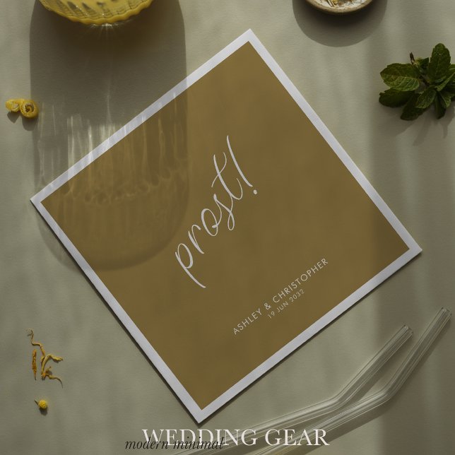 Prost! Gold Minimal Any Occasion Cocktail Napkin (Creator Uploaded)