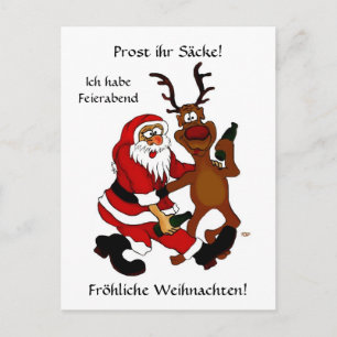 Prost it bags - Merry Christmas! German Text Postcard