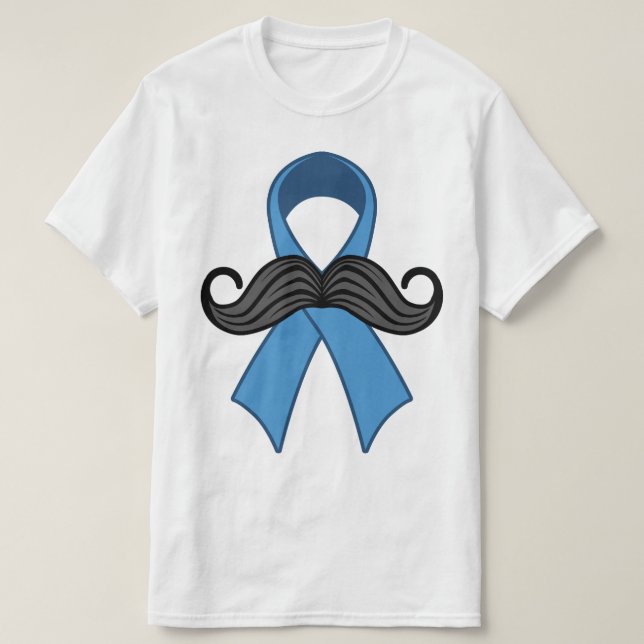 Prostate Awareness Ribbon Moustache T-Shirt (Design Front)