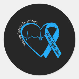 Prostate Cancer Awareness Heart Ribbon Blue Classic Round Sticker
