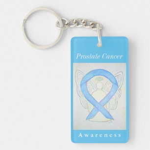 Prostate Cancer Awareness Ribbon Angel Keychain