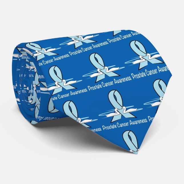 Prostate Cancer Awareness Ribbon with Swans Tie (Rolled)