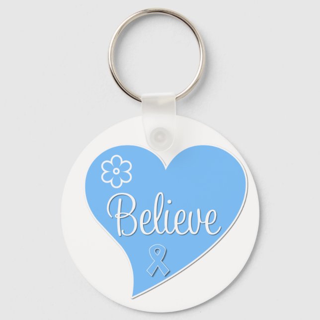 Prostate Cancer Believe Heart Key Ring (Front)