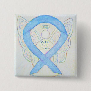 Prostate Cancer Blue Awareness Ribbon Angel Pin
