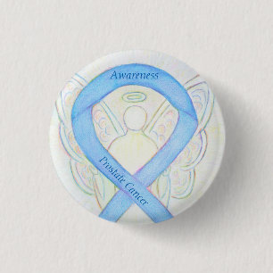 Prostate Cancer Blue Awareness Ribbon Angel Pin