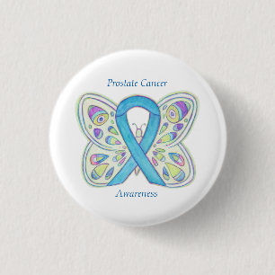 Prostate Cancer Blue Awareness Ribbon Custom Pin