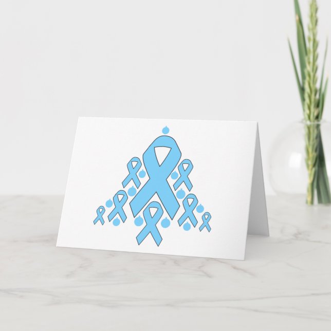 Prostate Cancer Christmas Ribbon Tree Holiday Card (Front)