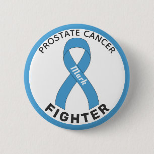 Prostate Cancer Fighter Ribbon White Button