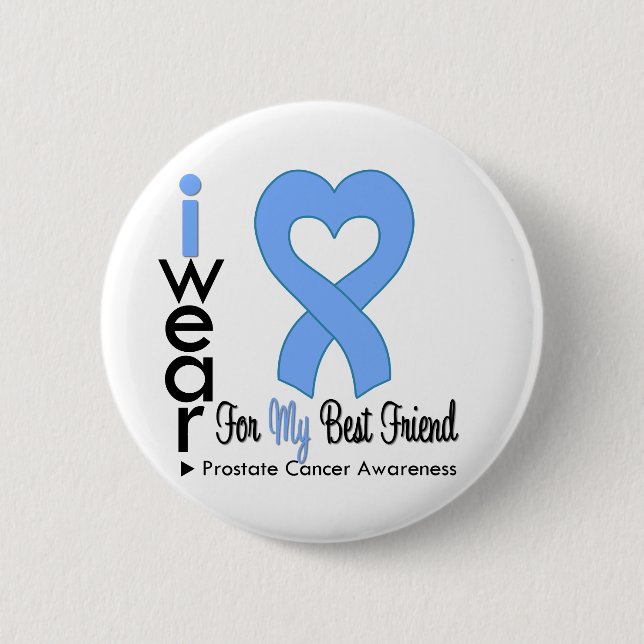 Prostate Cancer Heart Ribbon BEST FRIEND 6 Cm Round Badge (Front)