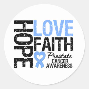 Prostate Cancer Hope Love Faith Classic Round Sticker