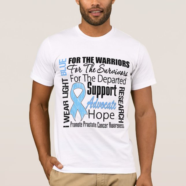 Prostate Cancer I Wear Light Blue Ribbon TRIBUTE T-Shirt (Front)