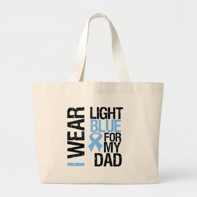 Prostate Cancer Light Blue Ribbon Dad Large Tote Bag (Front)