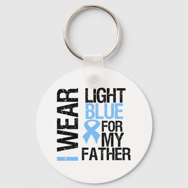 Prostate Cancer Light Blue Ribbon Father Key Ring (Front)