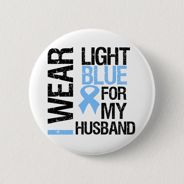 Prostate Cancer Light Blue Ribbon Husband 6 Cm Round Badge (Front)