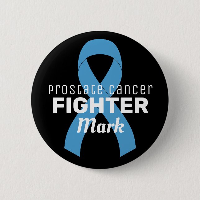 Prostate Cancer Ribbon Black Button (Front)