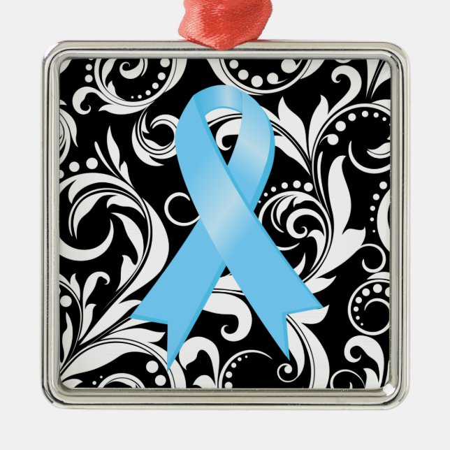Prostate Cancer Ribbon Deco Noir Metal Tree Decoration (Front)