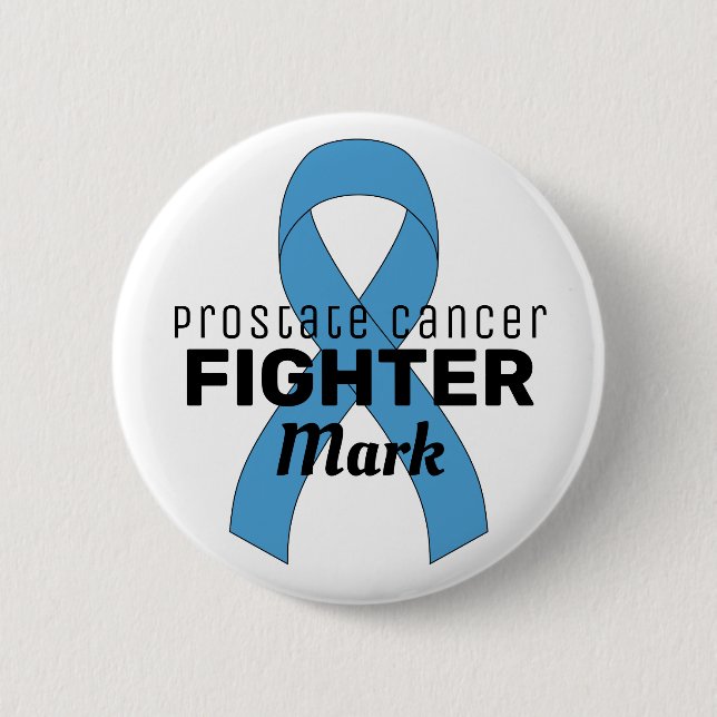 Prostate Cancer Ribbon White Button (Front)