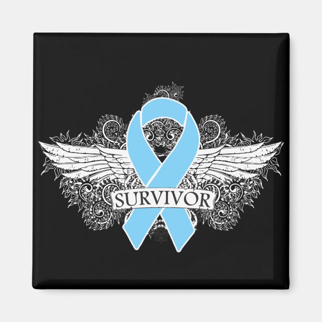 Prostate Cancer Winged SURVIVOR Ribbon Magnet (Front)