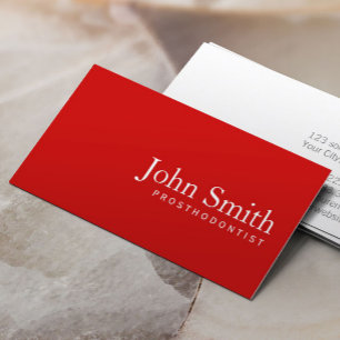 Prosthodontics Plain Red Minimalist Business Card