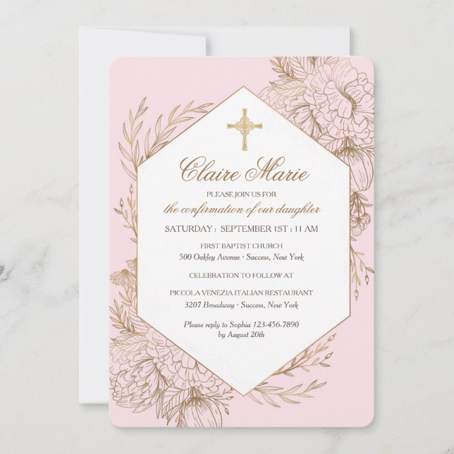 Protea and Anemones Religious Invitation (Front)
