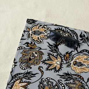 Protea Batik Hawaiian Tropical Floral - Silver Beach Towel