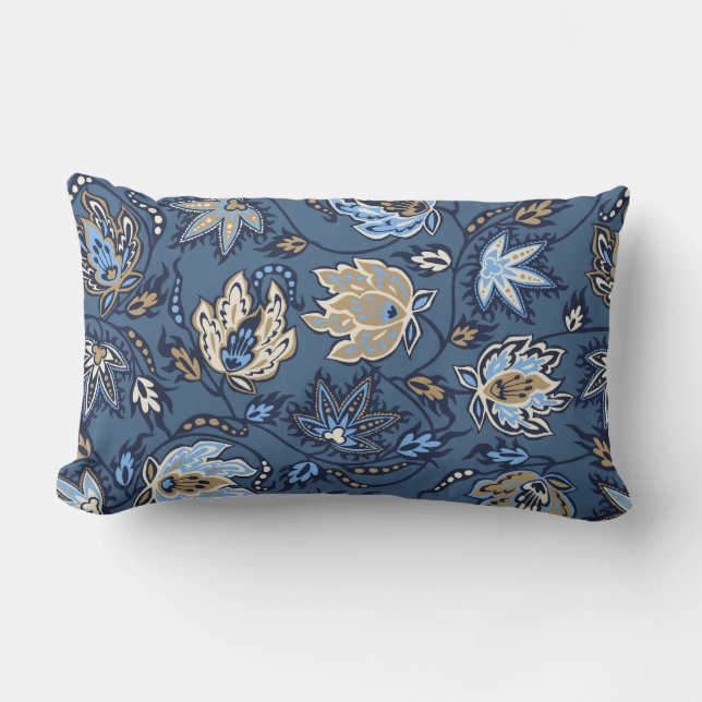 Protea Batik Tropical Flower Lumbar Pillows (Front)