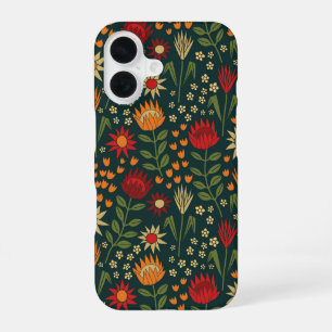 Protea Floral Block Print Millefleur darks iPhone 16 Case