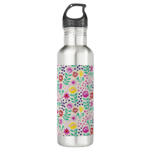 Protea Floral Block Print Millefleur lights 710 Ml Water Bottle