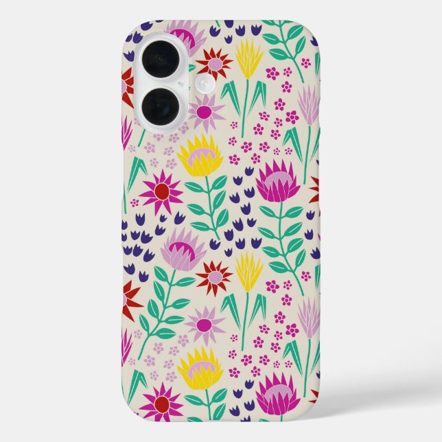 Protea Floral Block Print Millefleur lights Case-Mate iPhone Case (Back)