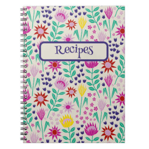 Protea Floral Block Print Millefleur lights Notebook