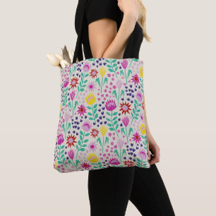 Protea Floral Block Print Millefleur lights Tote Bag