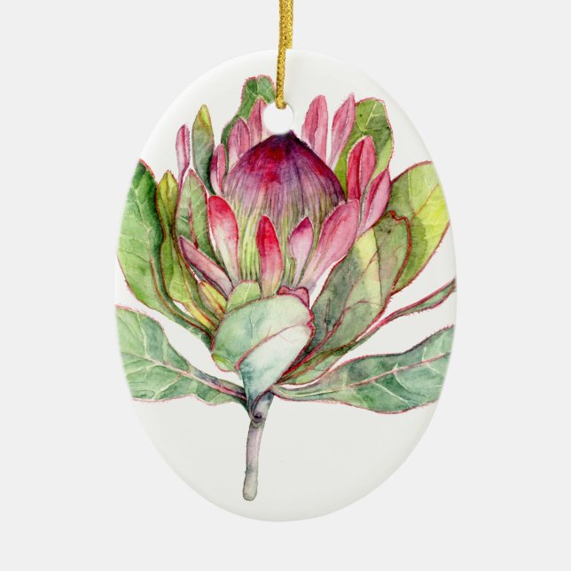 Protea Flower Ceramic Tree Decoration (Front)