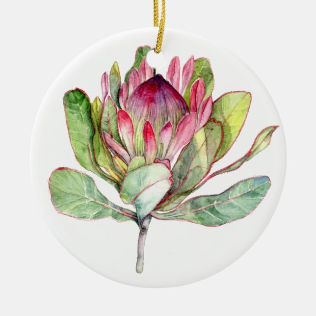 Protea Flower Ceramic Tree Decoration (Front)