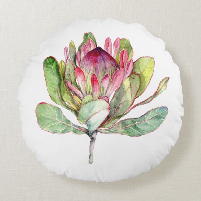 Protea Flower Round Cushion (Front)