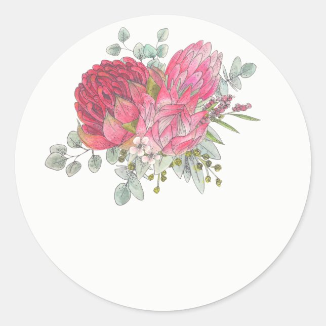 Protea Flower Wedding Favour Stickers (Front)