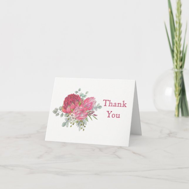 Protea Flowers Thank You Card (Front)