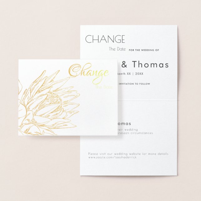 PROTEA GOLD & WHITE ELEGANT FOIL CARD (Display)