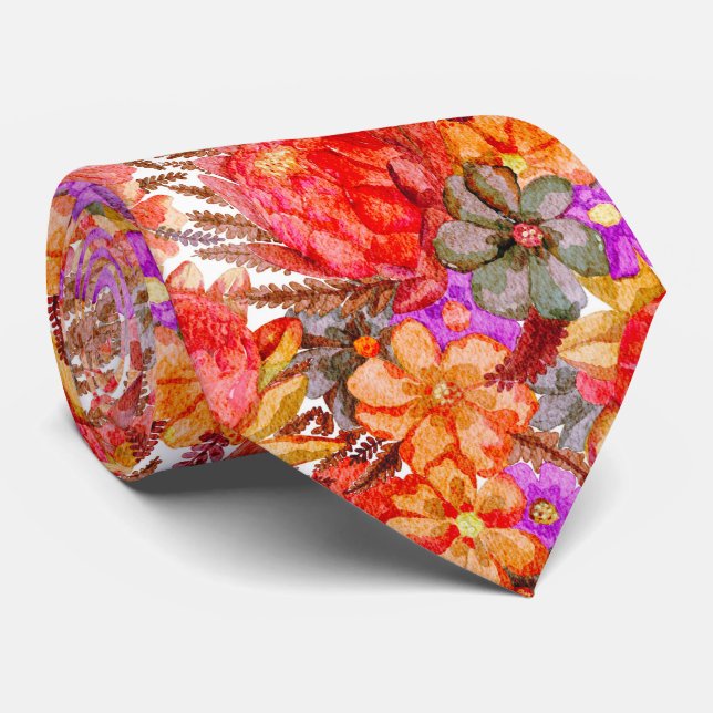 Protea Pattern Tie (Rolled)