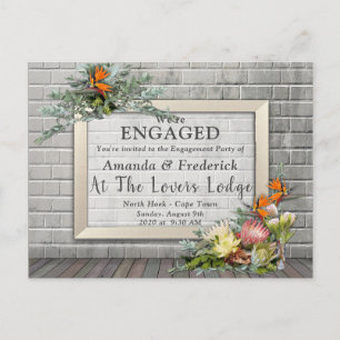 Protea - Strelitzia Flower Arrangement Engagement Invitation Postcard