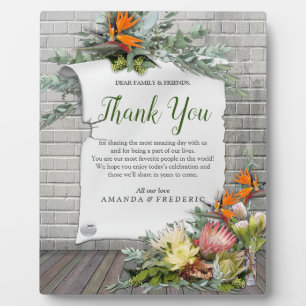 Protea -  Strelitzia Flower Thank You Plaque