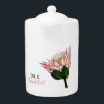 Protea Tea Pot<br><div class="desc">Image of a hand painted Protea,  the national flower of South Africa. This one is the King Protea,  what a beautiful blush pink flower!</div>