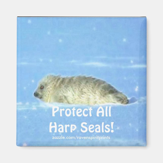 Protect All Harp Seals! Wildlife Magnet (Front)