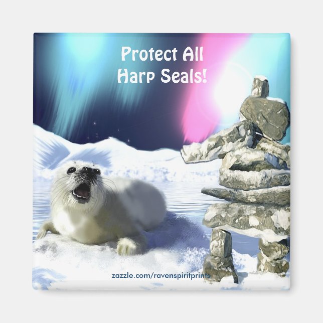 Protect All Harp Seals! Wildlife Magnet (Front)