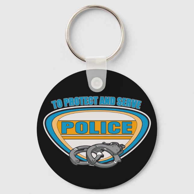 Protect and Serve Handcuffs Key Ring (Front)